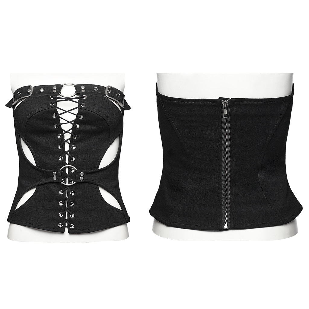 WS-653YDF Gothic Lace-Up Cutout Strapless Punk Corset Top?-??Punk Rave Clothing