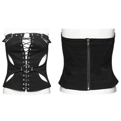 WS-653YDF Gothic Lace-Up Cutout Strapless Punk Corset Top?-??Punk Rave Clothing