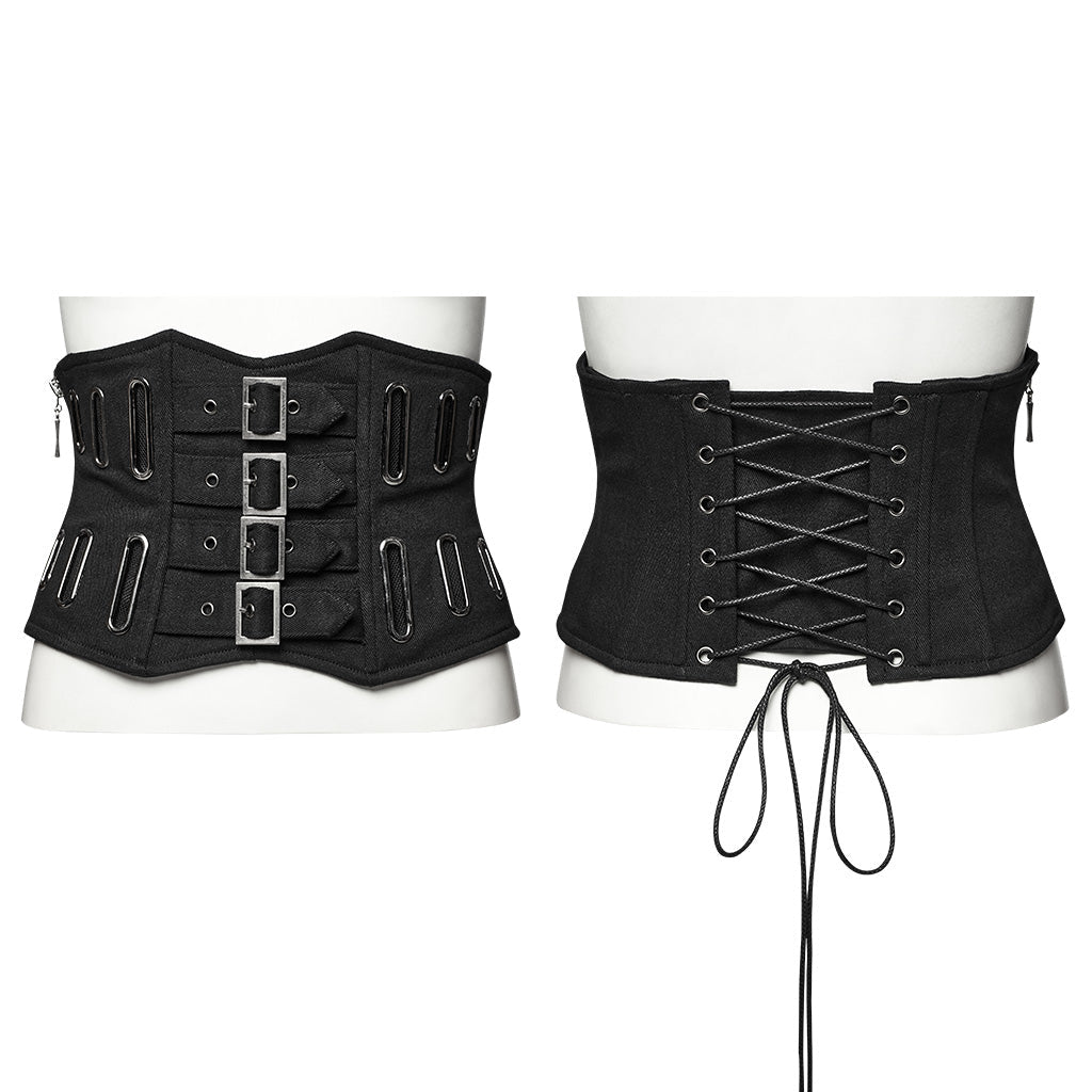 WS-656YDF Gothic Punk Corset Belt with Buckles and Lacing?-??Punk Rave Clothing