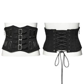 WS-656YDF Gothic Punk Corset Belt with Buckles and Lacing?-??Punk Rave Clothing