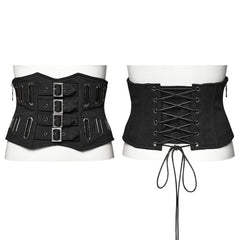 WS-656YDF Gothic Punk Corset Belt with Buckles and Lacing?-??Punk Rave Clothing
