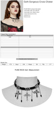WS-659LHF Gothic Elegance Cross Choker Necklace Gothic Accessories Vintage Silver?-??Punk Rave Clothing