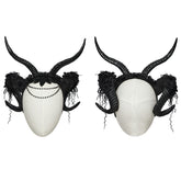 WS-661FSF Gothic Accessories Demon Horn Headdress with Lace and Chains?-??Punk Rave Clothing
