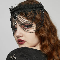 WS-668LHF Gothic Lace Choker Necklace Black Lace Chains Victorian Rose?-??Punk Rave Clothing