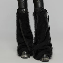 WS-672JTF Faux Fur Strapped Leg Warmers Punk Accessories Deluxe?-??Punk Rave Clothing