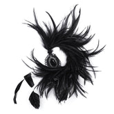 WS-683LHF Gothic Feather Fascinator Headpiece with Mystic Eye Gemstone?-??Punk Rave Clothing
