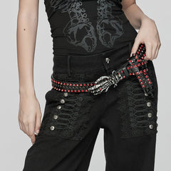 WS-684YD Gothic Ghost Claw Belt Red Rhinestone Punk Accessories?-??Punk Rave Clothing