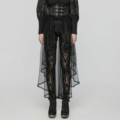 WS-686YDF Sheer Gothic Corset with Layered Mesh Skirt Design?-??Punk Rave Clothing