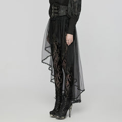 WS-686YDF Sheer Gothic Corset with Layered Mesh Skirt Design?-??Punk Rave Clothing