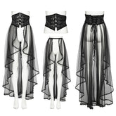 WS-686YDF Sheer Gothic Corset with Layered Mesh Skirt Design?-??Punk Rave Clothing