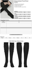 WS-688JTF Gothic Black Knee-High Spiked Punk Socks Fashion Accessories?-??Punk Rave Clothing
