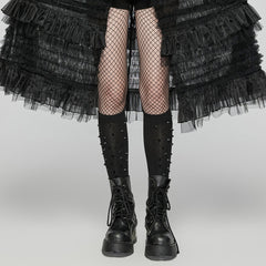 WS-688JTF Gothic Black Knee-High Spiked Punk Socks Fashion Accessories?-??Punk Rave Clothing