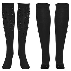 WS-688JTF Gothic Black Knee-High Spiked Punk Socks Fashion Accessories?-??Punk Rave Clothing
