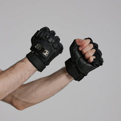 WS-698SSM Rivet Studded Cyberpunk Tactical Fingerless Gloves?-??Punk Rave Clothing