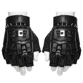 WS-698SSM Rivet Studded Cyberpunk Tactical Fingerless Gloves?-??Punk Rave Clothing