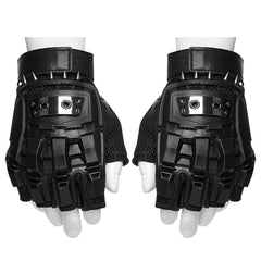 WS-698SSM Rivet Studded Cyberpunk Tactical Fingerless Gloves?-??Punk Rave Clothing