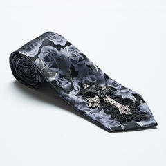 WS-699LHM Gothic Rose Floral Tie Elegant Dark Fashion Accessory?-??Punk Rave Clothing