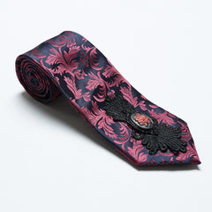 WS-700LHM Gothic Floral Tie Elegant Dark Blue Red Accessories?-??Punk Rave Clothing