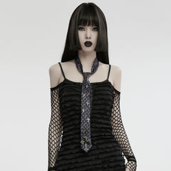 WS-702LHF Violet Cross Print Punk Neck Tie Accessory?-??Punk Rave Clothing