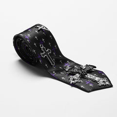 WS-702LHF Violet Cross Print Punk Neck Tie Accessory?-??Punk Rave Clothing