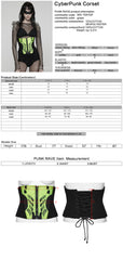 WS-704YDF Neon Green Cyber Punk Corset with Lace-Up Back