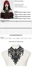 WS-711LHF Gothic Ruby Black Lace Choker Necklace with Beaded Fringe?-??Punk Rave Clothing