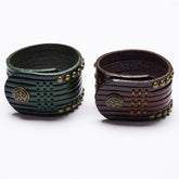 WS-712SSF Rustic Leather Rivet Cuff Punk Accessories Bold Design?-??Punk Rave Clothing