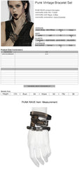 WS-714SSF Edgy Leather Layered Punk Bracelet Set with Metal Accents?-??Punk Rave Clothing