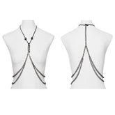 WS-717LHF Gothic Layered Chain Halter Punk Body Harness Necklace?-??Punk Rave Clothing