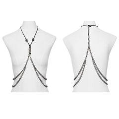 WS-717LHF Gothic Layered Chain Halter Punk Body Harness Necklace?-??Punk Rave Clothing