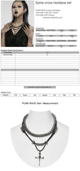 WS-718LHF Edgy Punk Spine Cross Layered Necklace Set?-??Punk Rave Clothing