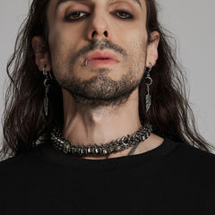 WS-719LHM Fierce Punk Skeleton Spine Choker Neckalce Statement Accessories?-??Punk Rave Clothing