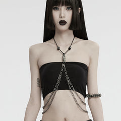 WS-721SS Skeleton Spine Bracelet Edgy Tarnished Metal Punk Accessories?-??Punk Rave Clothing