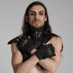 WS-722SSM Tactical Studded Punk Gloves with Reinforced Knuckle Armor?-??Punk Rave Clothing