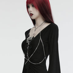 WS-725LHF Gothic Rose Chain Harness Necklace Elegant Body Accessories?-??Punk Rave Clothing