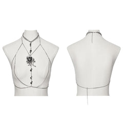 WS-725LHF Gothic Rose Chain Harness Necklace Elegant Body Accessories?-??Punk Rave Clothing