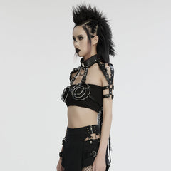 WS-728LHF Edgy Punk Circular Harness with Rivet Strap Detailing?-??Punk Rave Clothing