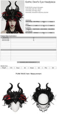 WS-729FSF Gothic Horned Feather Headpiece with Red and black Beads?-??Punk Rave Clothing