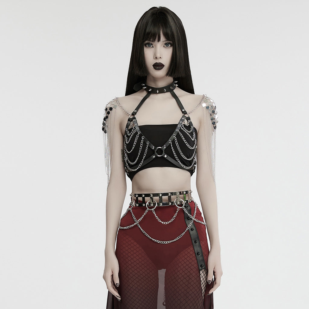 WS-732LHF Edgy Chain Harness Leather Straps Punk Accessories Fashion Statement?-??Punk Rave Clothing