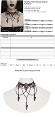 WS-733LHF Gothic Red Rose Blade Choker Gothic Accessories Necklace?-??Punk Rave Clothing