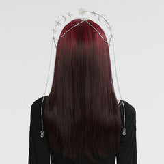 WS-734FSF Celestial Gothic Star Moon Headpiece with Drape Chains?-??Punk Rave Clothing