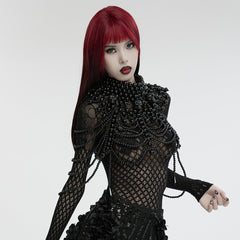 WS-739LHF Gothic Skull Beaded black Statement Neck Cover Accessory?-??Punk Rave Clothing