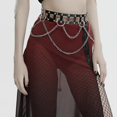 WS-742YDF Edgy silver Rivet Belt with Chains Punk Accessories?-??Punk Rave Clothing