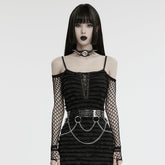 WS-743YDF Gothic Floral Metal Belt with Chains silver Punk Accessories?-??Punk Rave Clothing