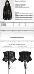 WS-750YDF Edgy Black Punk Corset Gothic Steel Boned Waist Cincher