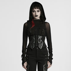 WS-750YDF Edgy Black Punk Corset Gothic Steel Boned Waist Cincher