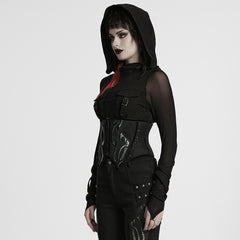 WS-750YDF Edgy Black Punk Corset Gothic Steel Boned Waist Cincher