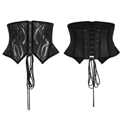 WS-750YDF Edgy Black Punk Corset Gothic Steel Boned Waist Cincher