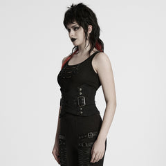WS-753YDF Edgy Gothic Lace-Up Belted Punk Corset Waist Cincher