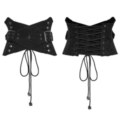 WS-753YDF Edgy Gothic Lace-Up Belted Punk Corset Waist Cincher